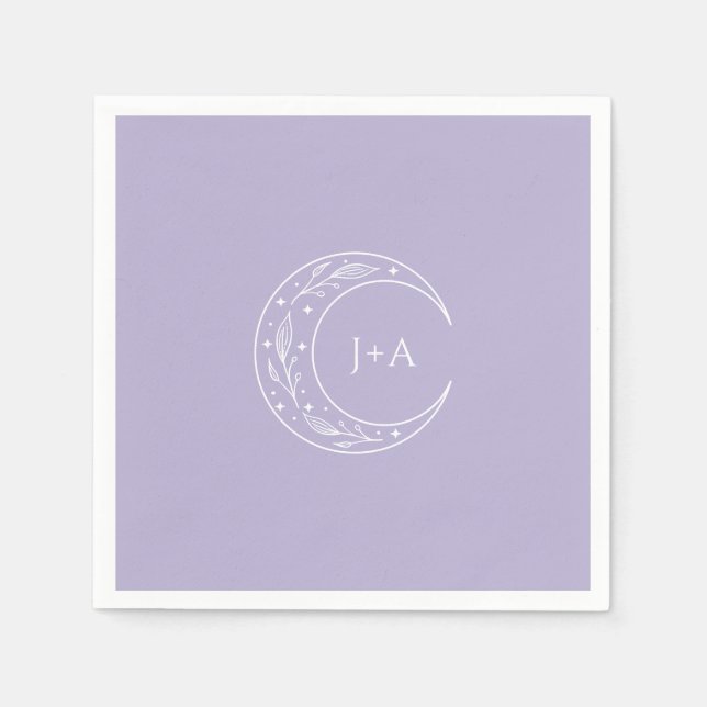 Lavender Moon Whimsical Wedding Napkin (Front)