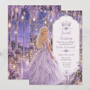 Lavender Moonlit Conservatory Sweet Sixteen Invitation