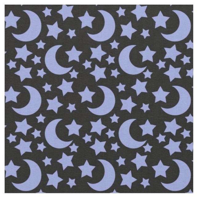 Lavender Moons and Stars Celestial Pattern Fabric (Close Up)