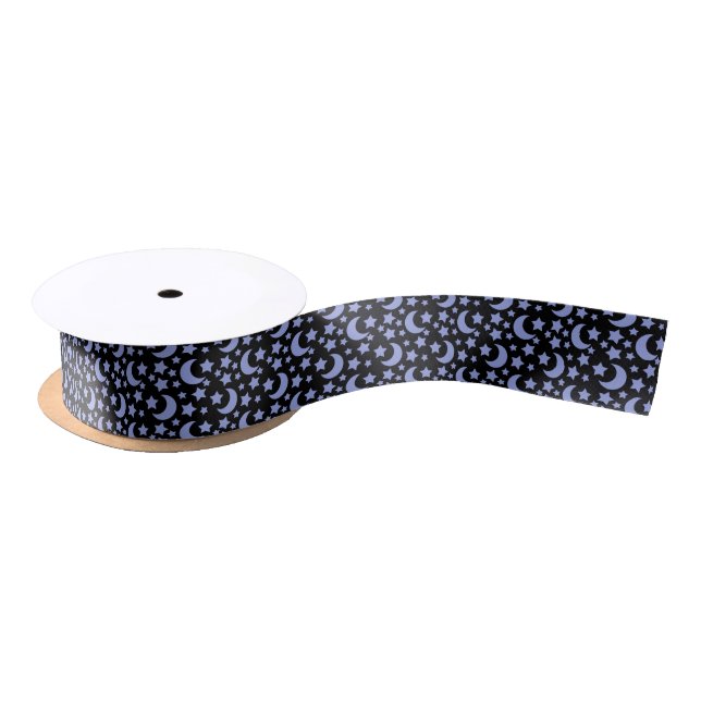 Lavender Moons and Stars Celestial Pattern Satin Ribbon (Spool)
