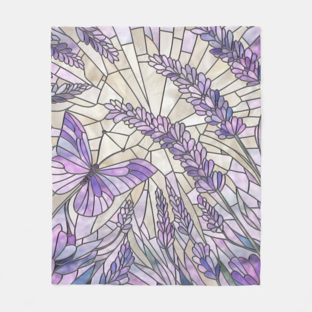 Lavender Morning Bliss - Mosaic Art Fleece Blanket (Front)