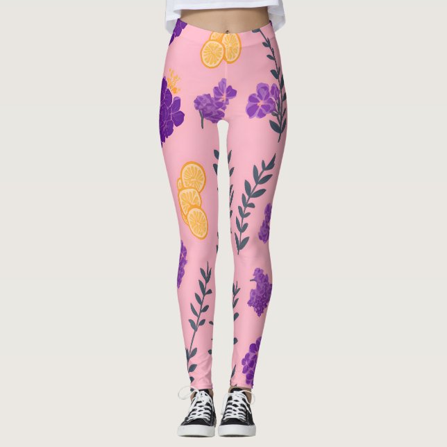 Lavender Mosaic Colourful Personalised Pattern Leggings (Front)