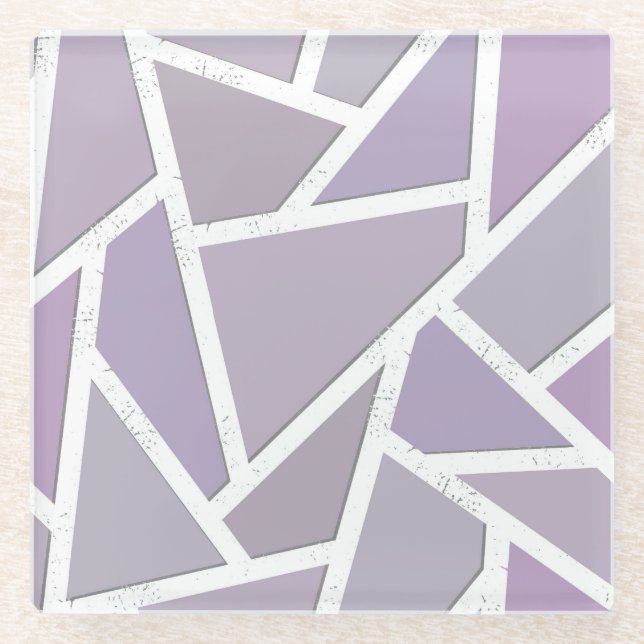 Lavender mosaic pattern glass coaster (Front)