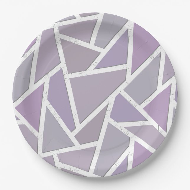 Lavender mosaic pattern paper plate (Front)