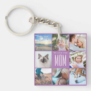 Lavender Mother's Day Mom Family Photo Collage Key Ring