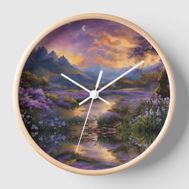 Lavender Mountain Valley at Dawn Clock (Front)