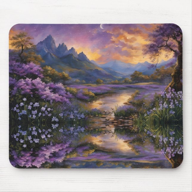 Lavender Mountain Valley at Dawn Mouse Mat (Front)