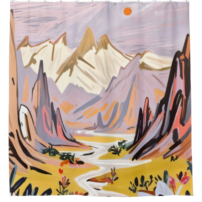 Lavender Mountains Shower Curtain (Front)