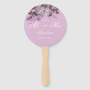 Lavender Mr. and Mrs. Photo Wedding Hand Fan