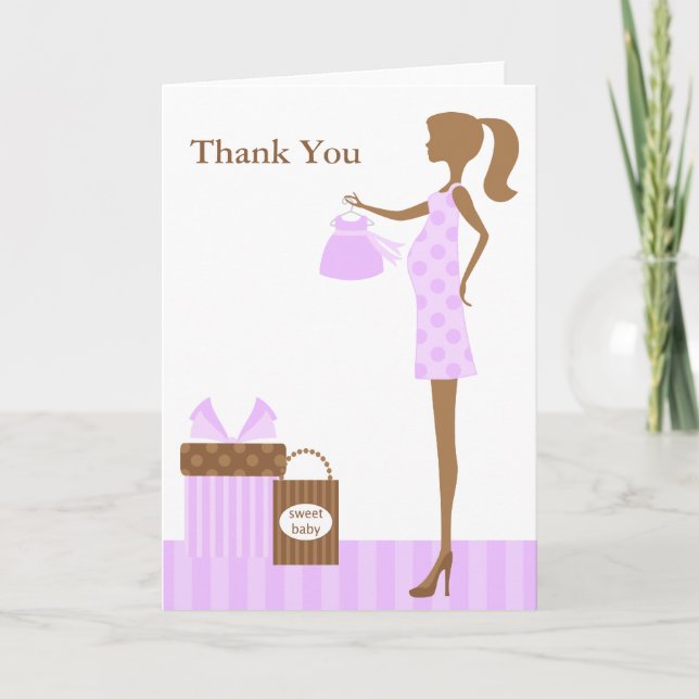 Lavender Mum To Be Baby Shower Thank You Card (Front)