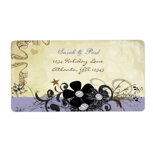 Lavender Musical Flower Swirl Return Address (Front)