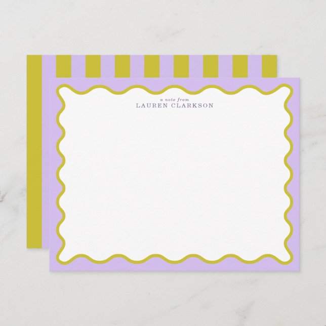 Lavender & Mustard Wavy Border Note Card (Front/Back)