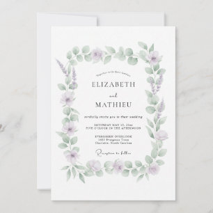 Lavender Muted Eucalyptus Wedding Invitation