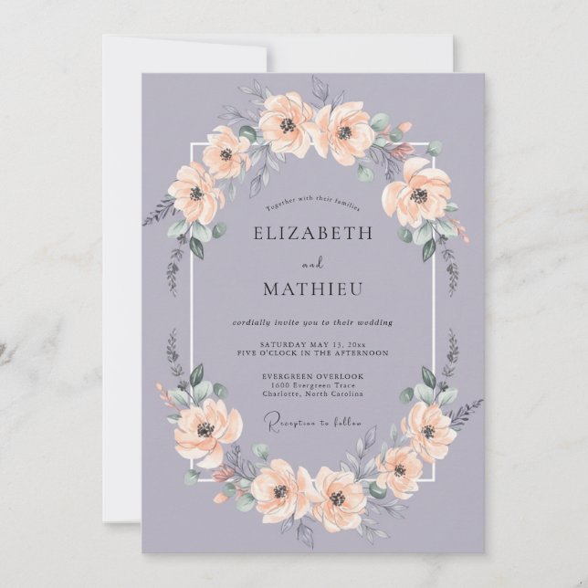 Lavender Muted Watercolor Spring Wedding Invitation (Front)