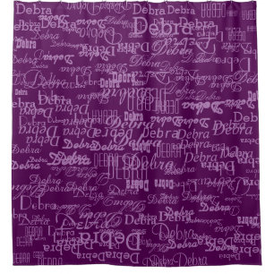 lavender names on purple personalised shower curtain