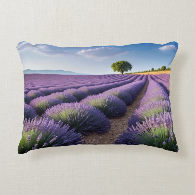 Lavender Nature Outdoors Landscape Calm Peaceful  Decorative Cushion (Front)
