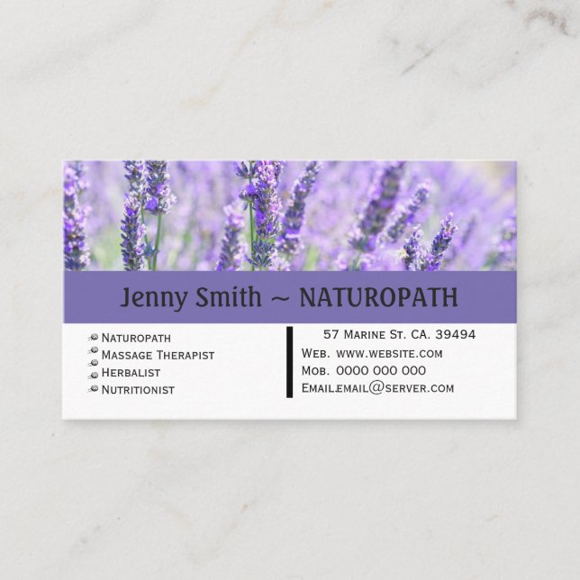 Lavender Naturopath Appointment Business Card (Front)