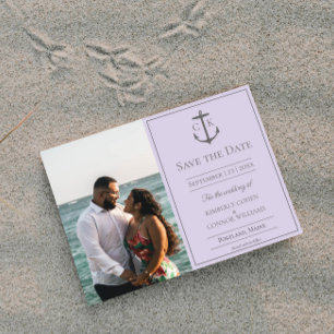 Lavender Nautical Monogram Photo Save the Date