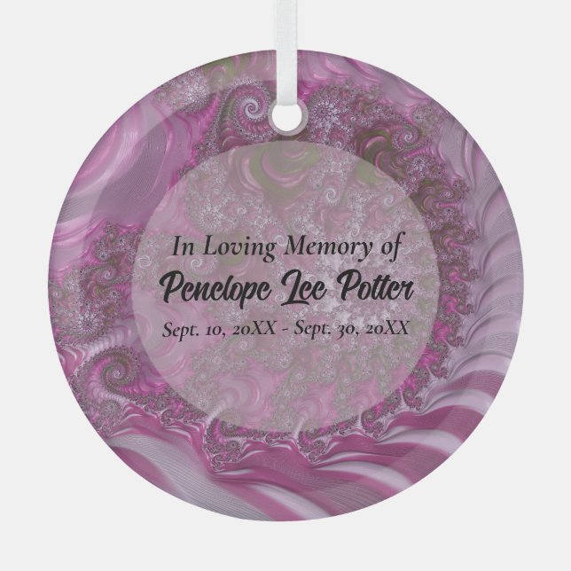 Lavender Nautilus Fractal Memorial Suncatcher Glass Tree Decoration (Front)