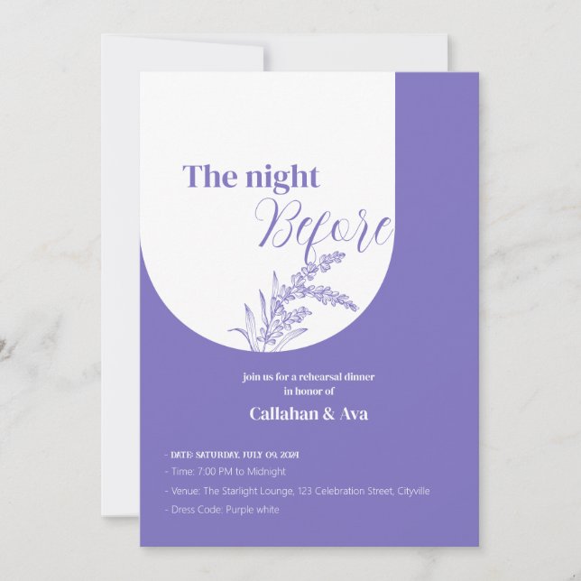 Lavender Night Before Invitation (Front)