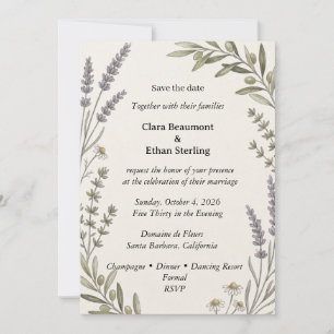 Lavender Olive Greenery Botanical Save The Date An Invitation