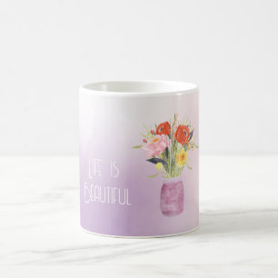 Lavender Ombre Flower in a Jar Coffee Mug