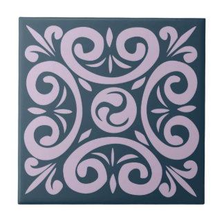 Lavender on Blue Intricate pattern Tile