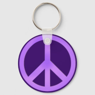Lavender on Dark Purple Peace Sign Key Ring