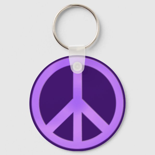Lavender on Dark Purple Peace Sign Key Ring (Front)