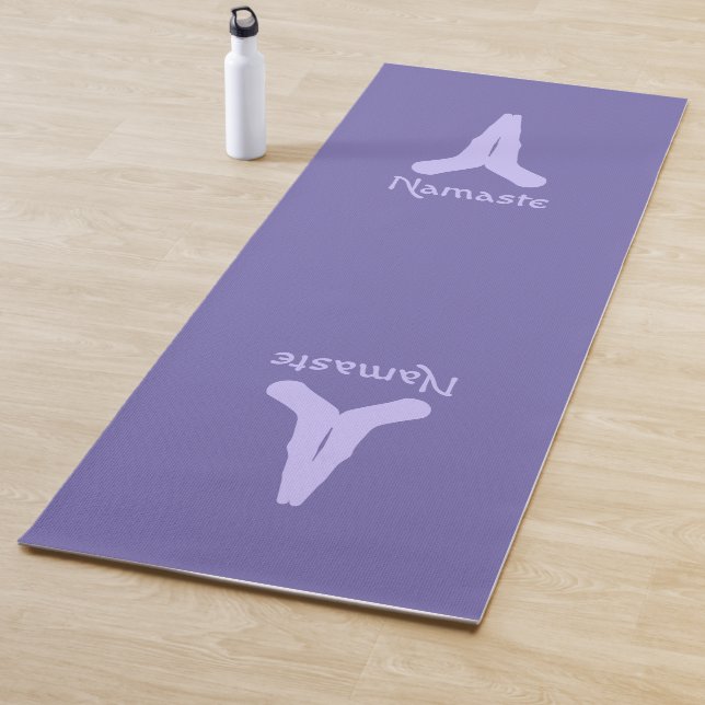 Lavender on Purple Namaste Mudra Hands Yoga Mat (In Situ)