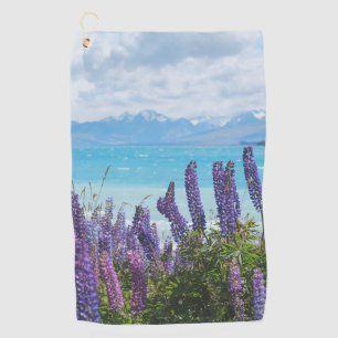 lavender on the lake shore golf towel
