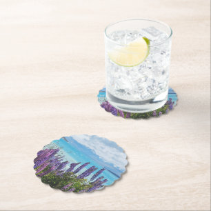 lavender on the lake shore paper coaster