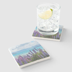 lavender on the lake shore stone coaster