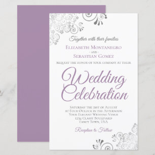 Lavender on White BUDGET Wedding Invite Large