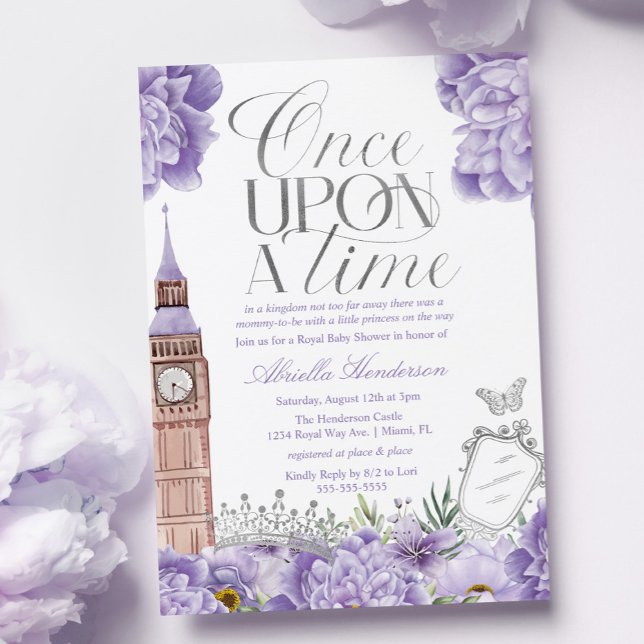 Lavender Once Upon a Time Princess Baby Shower Invitation (Creator Uploaded)