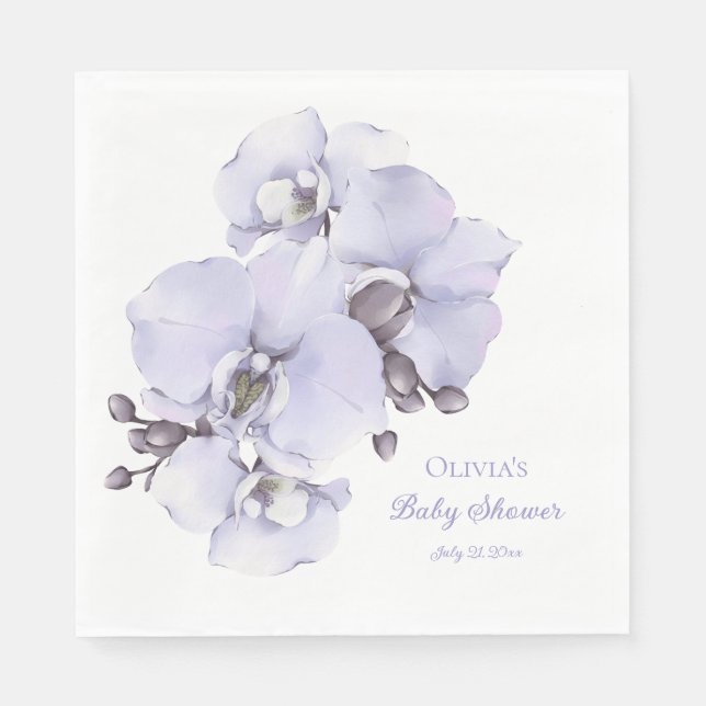 Lavender Orchid Baby Shower Napkins - Floral Baby  (Front)