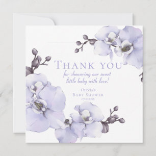 Lavender Orchid Baby Shower Thank You Card