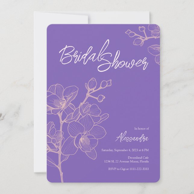 Lavender Orchid Moments | Wedding Bridal Shower Invitation (Front)