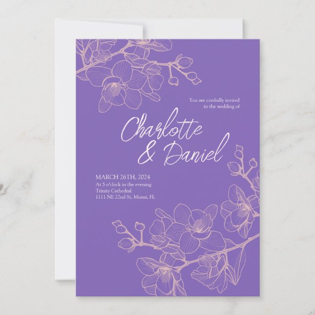 Lavender Orchid Moments | Wedding Invitation (Front)