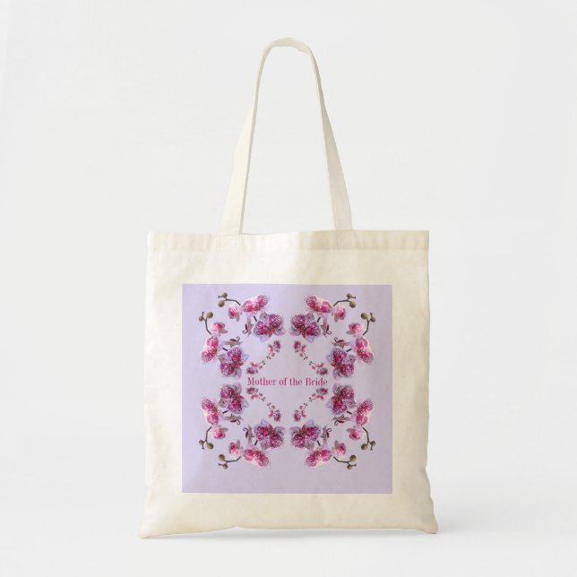 Lavender Orchids Custom Text Name Wedding Tote (Front)