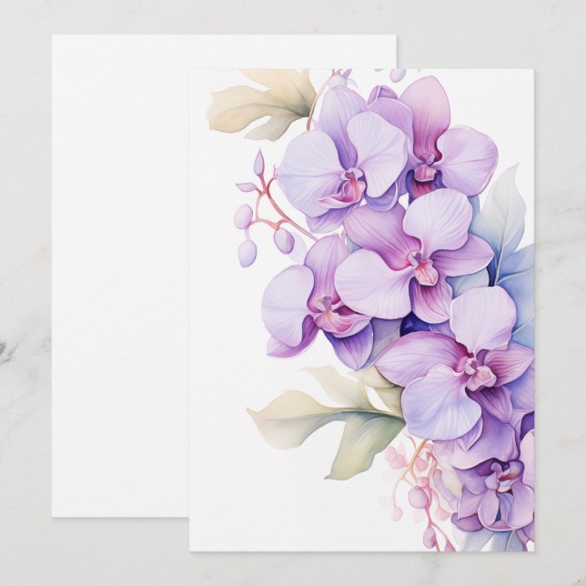 Lavender Orchids Elegant Special Occasions Holiday Card (Front/Back)