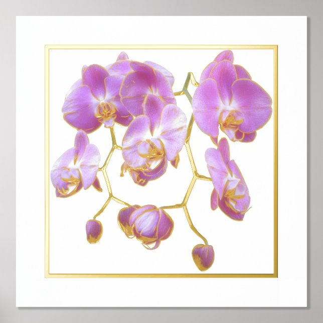 Lavender Orchids Foil Accent Print Poster (Front)