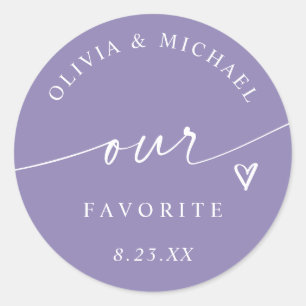 Lavender Our Favorite Wedding Treat Bag Classic Round Sticker