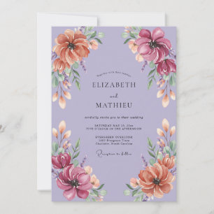 Lavender Painted Blossom Wedding Invitation