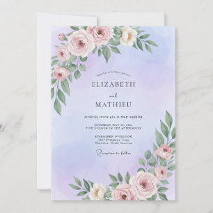 Lavender Painted Peony Wedding Invitation