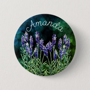 Lavender painted with watercolors 6 cm round badge