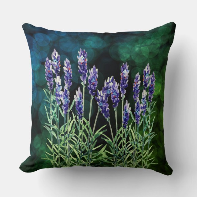 Lavender painted with watercolors cushion (Front)