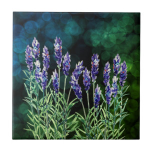 Lavender painted with watercolors tile