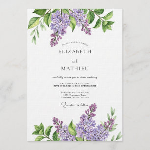 Lavender Painterly Botanical Wedding Invitation