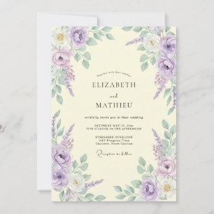 Lavender Painterly Floral Romance Wedding Invitation